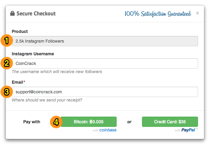 how to buy instagram followers with bitcoin